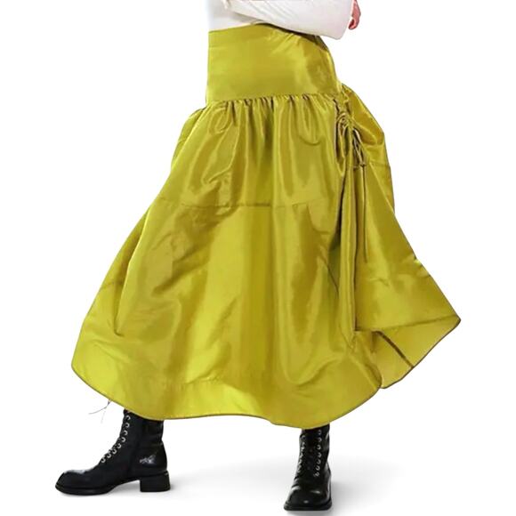 Free People Dresses & Skirts - Free People Emory Drop-Waist Midi Skirt Women's Small Lentil Nylon Tiered NEW